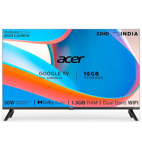 Acer 80 cm (32 inches) I Pro Series HD Ready Smart LED Google TV AR32HDIGU2841AT (Black)